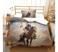 LILIlaobiao 3D Native American Design Duvet Cover for Kids & Adults 3d Pattern Mohican Warrior Bedding Set Individuality Comforter Cover with Zipper Closure Breathable Quilt Cover Single（135x200cm）