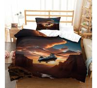 LILIlaobiao 3D Printed Chinook Quilt Cover Breathable Duvet Cover Helicopter Comforter Cover with Pillowcase Bedding Set Microfiber for Childs & Adults 3 Pieces Single（135x200cm）