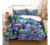 LILIlaobiao 3D Printed Graffiti Quilt Cover Breathable Duvet Cover Doodles Comforter Cover with Pillowcase Bedding Set Microfiber for Childs & Adults 3 Pieces King（220x240cm）