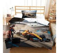 LILIlaobiao 3D Printed Grand Prix Racing Quilt Cover Breathable Duvet Cover Formula racing Comforter Cover with Pillowcase Bedding Set Microfiber for Childs & Adults 3 Pieces Single（135x200cm）