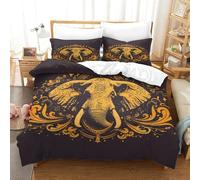 LILIlaobiao 3D Printed Pattern Boho Duvet Cover Set King（220x240cm）, Breathable Elephant Bedding Set Comfortable Comforter for Kids & Adults Washable Quilt Cover