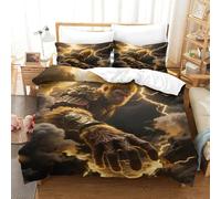 LILIlaobiao 3D Sun WuKong Print Duvet Cover for Kids & Adults, Hypoallergenic The Monkey King Bedding Set King(220x240cm) Microfiber Comforter, Skin-friendly Quilt Cover with Zipper