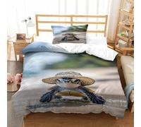 LILIlaobiao 3D Turtles Print Duvet Cover Set Breathable Tortoise Bedding Set, Fashionable Quilt Cover Set for Kids & Adults Decoration Kids Comforter Cover Single（135x200cm）