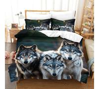 LILIlaobiao 3D Wolfpack Duvet Cover Set With Hidden Zipper, Apex Predator Quilt Cover Set with Pillowcases, Wolfpack Bedding Set Soft Microfiber for Kids Adults Double（200x200cm）