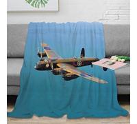 LILIlaobiao 3D WW II Aircraft Flannel Blanket for Bed Super Soft Lancaster Bomber Blanket for Fall & Winter, No Pilling, No Shedding, Lightweight Decorative Fuzzy Plush Bedding for Couch