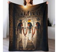 LILIlaobiao All Seasons Ancient Egyptian Mural Throw Blanket for Couch & Bed - 3D Jacquard Decorative Karnak Temple Reliefs Blankets, Soft & Cozy Warm Plush Fluffy Fleece Blanket 80x90inch(200x230cm)