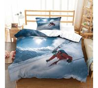 LILIlaobiao Alpine Skiing Duvet Cover Single（135x200cm）, Freestyle Skiing Quilt Cover Bedding Set Soft & Cozy Percale Weave, Freestyle Skiing Comforter Cover with Zipper Closure for Kids & Adults