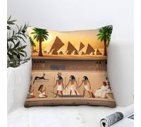 LILIlaobiao Ancient Egyptian Mural Throw Pillow Cover 45x45cm, Rectangle Pillow Cases Home Decorative Microfiber Pyramids Cushion Cover for Bed Sofa