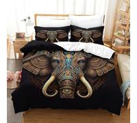 LILIlaobiao Boho Theme Bedding Set Double（200x200cm）, Elephant Duvet Cover Set with Pillowcases, 3D Boho Quilt Cover Soft Microfiber for Kids Adults
