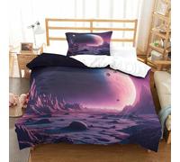 LILIlaobiao Breathable Cosmic Planets Design Duvet Cover Set with Hidden Zipper Universe Quilt Cover Set with Pillowcases Bedding Set Soft Microfiber Comforter Cover Single(135x200cm)