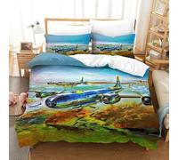 LILIlaobiao Breathable Double（200x200cm） WW II Aircraft Quilt Cover Set With Hidden Zipper, Lancaster Bomber Duvet Cover Set with Pillowcases Bedding Set Soft Microfiber