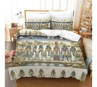 LILIlaobiao Breathable King（220x240cm） Egyptian Mural Quilt Cover Set With Hidden Zipper, Egyptian-god-list Duvet Cover Set with Pillowcases Bedding Set Soft Microfiber