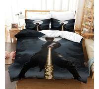 LILIlaobiao Breathable King(220x240cm) Sun WuKong Quilt Cover Set With Hidden Zipper, The Monkey King Duvet Cover Set with Pillowcases Bedding Set Soft Microfiber