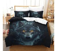 LILIlaobiao Breathable Lone Wolf Duvet Cover Set Double（200x200cm）, Quilt Cover Set Alpha Pair Theme with Pillowcases, Soft Microfiber Bedding Set Nice-looking