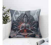 LILIlaobiao Buddha Cushion Covers 45x45cm, Thousand-hand Bodhisattva Throw Pillow Covers Decorative Pillows Covers for Sofa Bed Livingroom