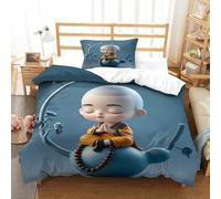 LILIlaobiao Buddhist Monk Breathable Bedding Set Hidden Zipper Buddha Duvet Cover Set with Pillowcases Quilt Cover Set Soft Microfiber Comforter Cover for Various Sizes Beds Single（135x200cm）