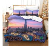 LILIlaobiao Burj Khalifa Warmth to Sleep Comforter Cover Hidden Zipper Dubai Duvet Cover Set with Pillowcases Bedding Set Soft Microfiber Luxury Quilt Cover Set Double（200x200cm）