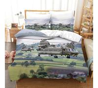 LILIlaobiao Chinook Duvet Cover Double（200x200cm）, Soft Microfiber Bedding Set Military Helicopter Quilt Cover with Hidden Zipper Closure, 3D Military Helicopter Printed Comforter
