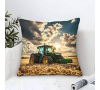 LILIlaobiao Cushion Cover with FT Tractor, Johndeer Throw Pillow Case Home Decorative for Men/Women Living Room Bedroom Sofa Chair 50x50cm Accent Pillow