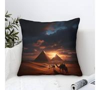 LILIlaobiao Cushion Covers 45x45cm - Luxury Camel Caravan Square Throw Pillow Cases - Decorative Soft Pyramids Cushion Cover for Sofa Couch Bedroom with Invisible Zipper