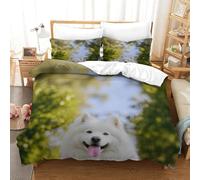 LILIlaobiao Dog Finesse Quilt Cover Set Hidden Zipper Samoyed Duvet Cover Set with Pillowcases Bedding Set Soft Microfiber Comforter Cover Various Sizes for Kids Adults King（220x240cm）