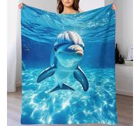 LILIlaobiao Dolphin Fleece Blanket Sofa Throw - Fluffy Soft Warm Versatile BLUE OCEAN Blanket for Sofa/Couch/Bed Throw/40x50inch(100x130cm) Eco-Friendly Recycled Fleece Blankets