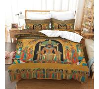 LILIlaobiao Egyptian Mural Duvet Cover King（220x240cm）, Osiris Judgment Bedding Set Soft & Cozy Percale Weave, Osiris Judgment Comforter Cover with Zipper Closure for Kids & Adults