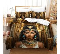 LILIlaobiao Egyptian Queen Pattern Bedding Set Double（200x200cm）, Cleopatra Duvet Cover Set with Pillowcases, Quilt Cover Set Soft Microfiber Comforter Cover Kids & Adults