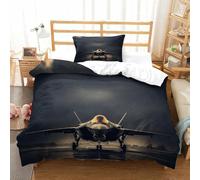 LILIlaobiao F35 Fighter Jet Breathable Duvet Cover Set Hidden Zipper Stealth Aircraft Quilt Cover Set with Pillowcases Bedding Set Soft Microfiber Nice-looking Comforter Cover Set Single（135x200cm）