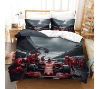 LILIlaobiao Ferrariii Bedding Set 3D Printed Formula racing Quilt Cover with Zipper Closure Luxe Duvet Cover with Pillowcase Microfiber for Childrens And Adults Double（200x200cm）
