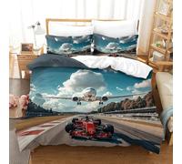 LILIlaobiao Ferrariii Cotton Duvet Cover Ivory Various Sizes Quilt Cover Bedding Set Soft & Cozy Percale Weave Formula racing Comforter Cover with Zipper Closure for Kids & Adults King（220x240cm）