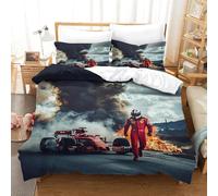 LILIlaobiao Ferrariii Pattern Bedding Set 3D Printed Formula racing Quilt Cover with Zipper Closure Comforter Cover with Pillowcase Double（200x200cm） Duvet Cover for Kids & Adults 3 Pieces