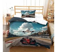 LILIlaobiao Ferrariii Warmth to Sleep Comforter Cover Hidden Zipper Formula racing Duvet Cover Set with Pillowcases Bedding Set Soft Microfiber Luxury Quilt Cover Set Single（135x200cm）