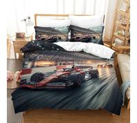 LILIlaobiao Ferrariii Washable Quilt Cover Set Hidden Zipper Duvet Cover Set with Pillowcases Bedding Set Soft Microfiber Formula racing Bed Linen Set for Kids & Adults Double（200x200cm）