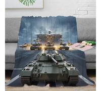 LILIlaobiao Flannel Plush Aircraft Carrier Blanket 40x50inch(100x130cm) for Couch Sofa Super Soft Dual Sided Fuzzy Fluffy Thick Warm Winter Tank Fighter Jet Blanket Suitable for Bedroom Sofa Camping