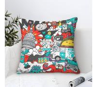 LILIlaobiao Graffiti Cushion Covers 45x45cm Doodles Decorative Throw Pillow Covers for Sofa Summer Outdoor Decor