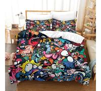 LILIlaobiao Graffiti Washable Duvet Cover Set Hidden Zipper Doodles Quilt Cover Set with Pillowcases Bedding Set Soft Microfiber Bed Linen Set for Kids & Adults Double（200x200cm）