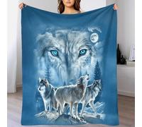 LILIlaobiao Howling Wolf Fleece Blanket Sofa Throw - Fluffy Soft Warm Versatile Alpha Pair Blanket for Sofa/Couch/Bed Throw/50x60inch(127x152cm) Eco-Friendly Recycled Fleece Blankets