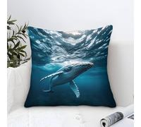 LILIlaobiao Humpback Whale Cushion Covers 40x40cm Whale Decorative Throw Pillow Covers for Sofa Summer Outdoor Decor