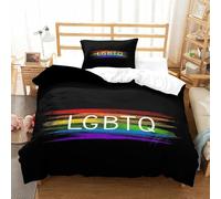 LILIlaobiao LGBTQ Paintings Bedding Set Single（135x200cm）,Rainbow LGBTQ Duvet Cover Set with Pillowcases, Soft Microfiber 3D Rainbow LGBTQ Printing Quilt Cover Set