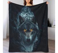 LILIlaobiao Lone Wolf Fleece Blanket Sofa Throw - Fluffy Soft Warm Versatile Alpha Pair Blanket for Sofa/Couch/Bed Throw/50x60inch(127x152cm) Eco-Friendly Recycled Fleece Blankets