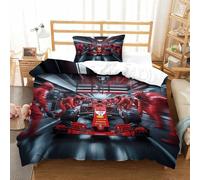 LILIlaobiao Luxe Ferrariii Duvet Cover Washable Bedding Set, 3D Printed 2 Pcs Formula racing Pattern Quilt Cover Set for Home Textiles Decor Single(135x200cm)