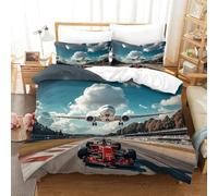 LILIlaobiao Luxe Ferrariii Duvet Cover Washable Bedding Set, 3D Printed 3Pcs Formula racing Pattern Quilt Cover Set for Home Textiles Decor Double（200x200cm）