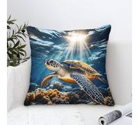LILIlaobiao Luxury Microfiber Square Throw Pillow Cases Tortoise with Invisible Zipper, 40x40cm Decorative Throw Pillowcases with Turtles, for Livingroom Sofa Bedroom