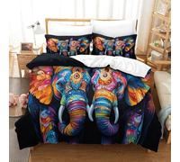 LILIlaobiao Mandala Elephant Duvet Cover Set Soft Microfiber Bedding Set Breathable Indian Style Quilt Cover with Hidden Zipper Closure,3D Printed Comforter Cover Double（200x200cm）