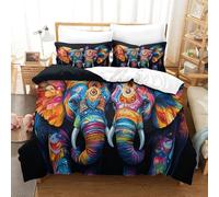 LILIlaobiao Mandala Elephant Warmth Duvet Cover Set Hidden Zipper Quilt Cover Set with Pillowcases Bedding Set Soft Microfiber Indian Style Comforter Cover for Kids & Adults King（220x240cm）
