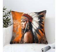 LILIlaobiao Native American Cushion Cover 45x45cm, Mohicans Throw Pillow Case Home Decorative for Men/Women Living Room Bedroom Sofa Chair