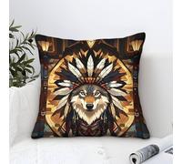 LILIlaobiao Native American Cushion Covers 45x45cm, Mohicans Throw Pillow Covers Decorative Pillows Covers for Sofa Bed Livingroom
