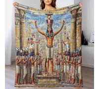 LILIlaobiao Plush Fluffy Egyptian Mural Blanket - Super Soft Flannel Osiris Judgment Blankets 70x80inch(180x200cm) Fuzzy Throw Blanket for Bed, Cozy Sofa Throw, Warm Lightweight Throws