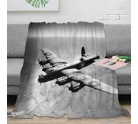 LILIlaobiao Plush Fluffy WW II Aircraft Blanket - Super Soft Flannel Lancaster Bomber Blankets 40x50inch(100x130cm) Fuzzy Throw Blanket for Bed, Cozy Sofa Throw, Warm Lightweight Throws